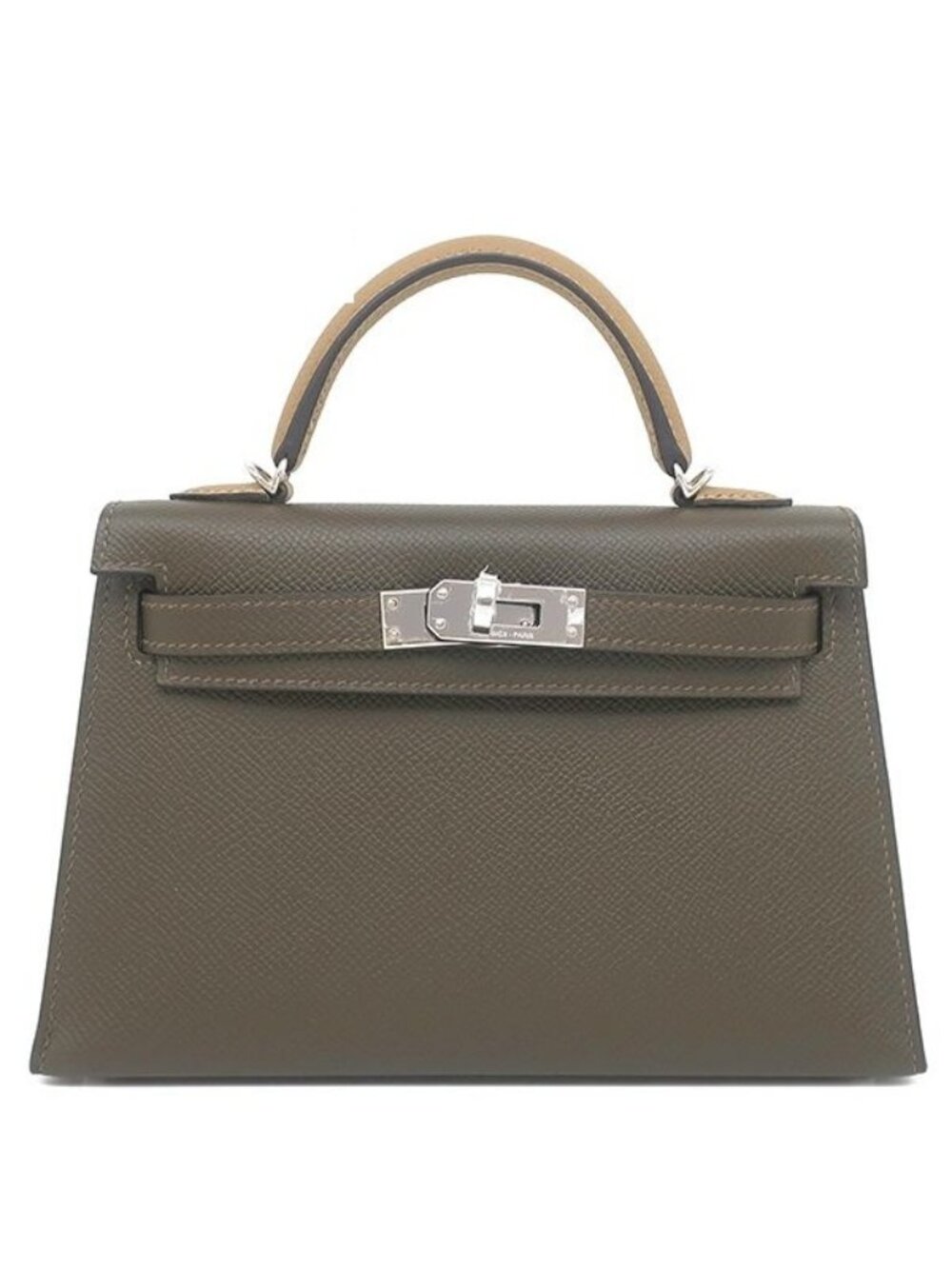 Hermes 2-Way Bag Minike Tall Sellier Veau Epsom Vert Roden Dunne Black Silver